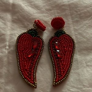 Red hot chili peppers sequins pierced earrings
